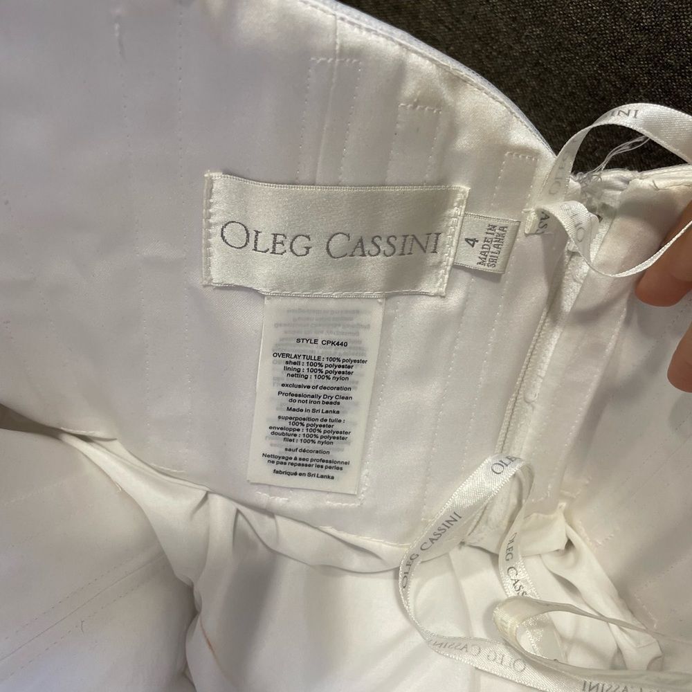 $2,000 Oleg Cassini Strapless Wedding Dress with Beading A-line - Picture 3 of 7